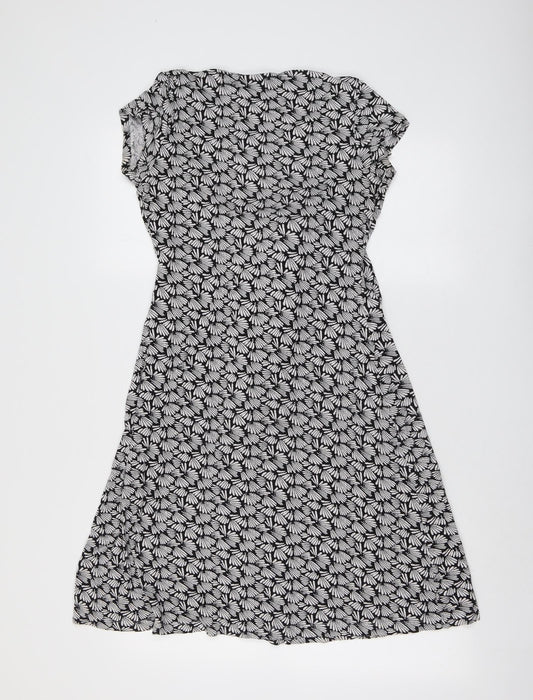 JoJo Maman Bébé Womens Black Geometric Viscose Trapeze & Swing Size S Round Neck Pullover