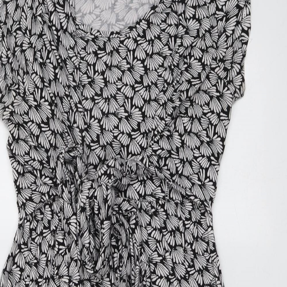 JoJo Maman Bébé Womens Black Geometric Viscose Trapeze & Swing Size S Round Neck Pullover