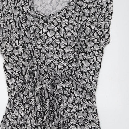 JoJo Maman Bébé Womens Black Geometric Viscose Trapeze & Swing Size S Round Neck Pullover