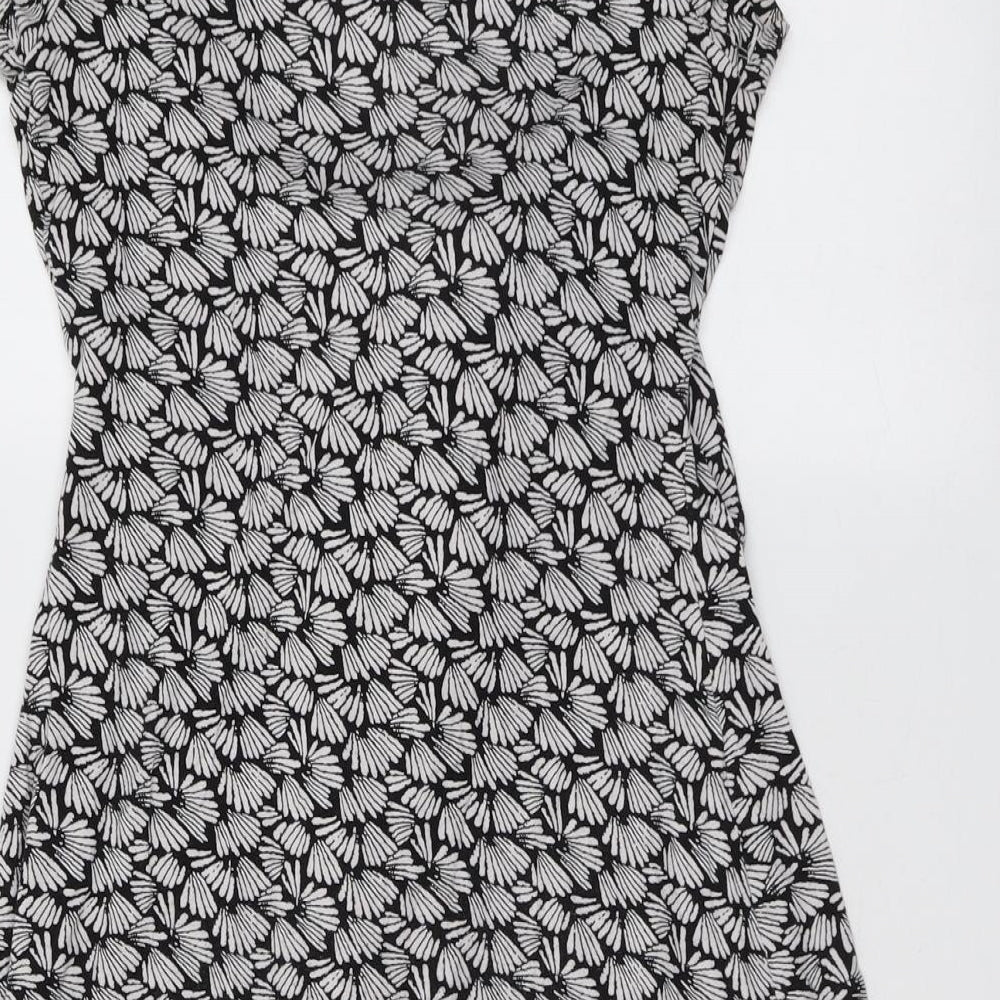 JoJo Maman Bébé Womens Black Geometric Viscose Trapeze & Swing Size S Round Neck Pullover