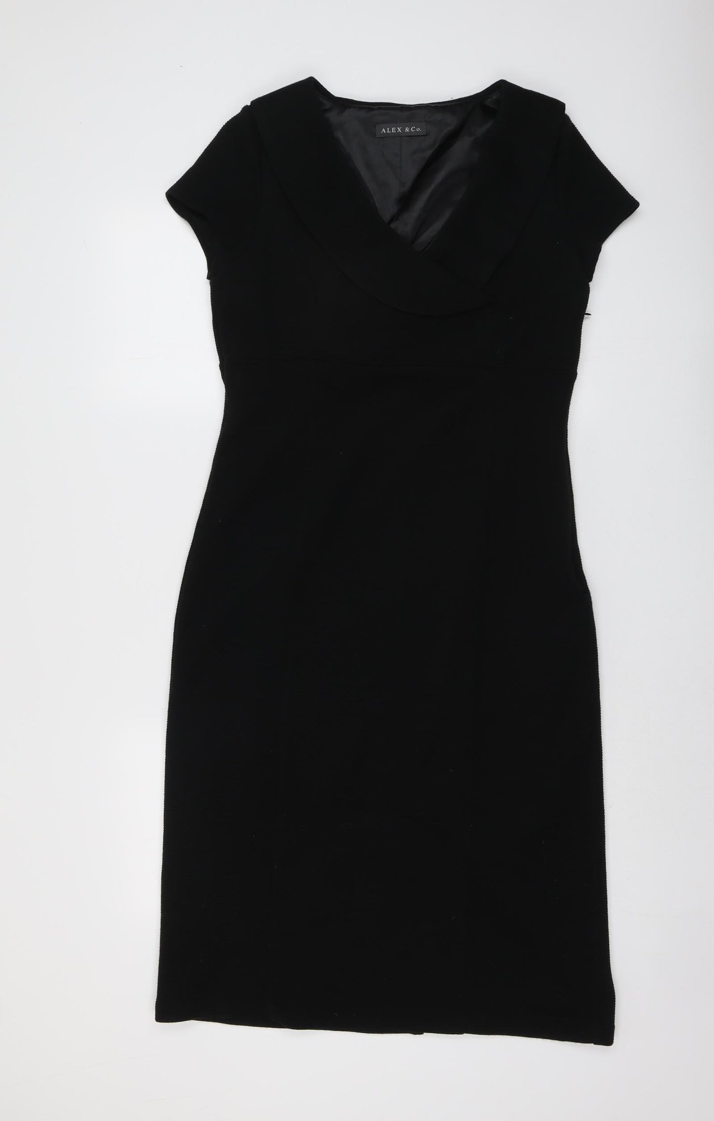 Alex&Co Womens Black Acrylic A-Line Size 12 V-Neck Zip