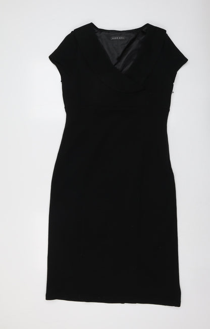 Alex&Co Womens Black Acrylic A-Line Size 12 V-Neck Zip