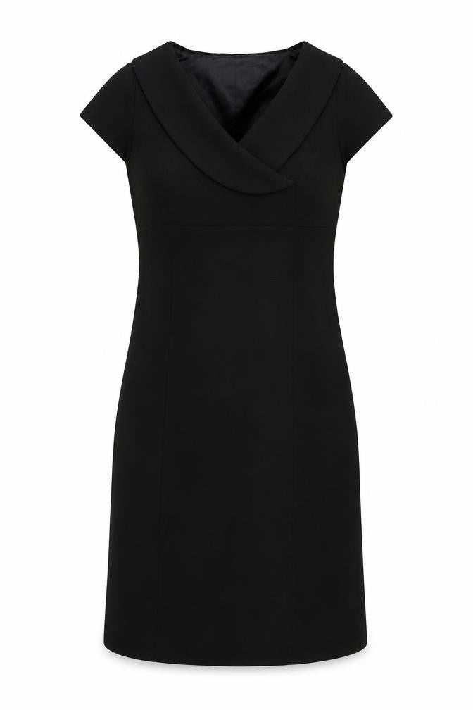 Front view of Alex&Co women’s black acrylic a-line, size UK 12, v-neck zip