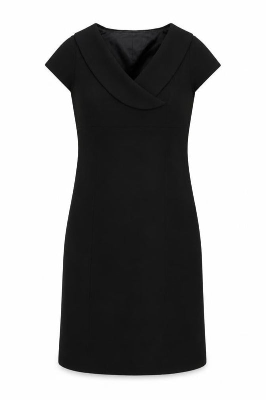 Front view of Alex&Co women’s black acrylic a-line, size UK 12, v-neck zip