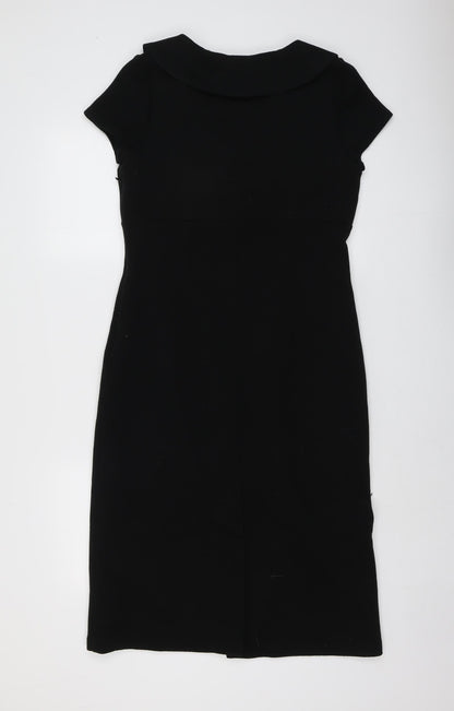 Alex&Co Womens Black Acrylic A-Line Size 12 V-Neck Zip