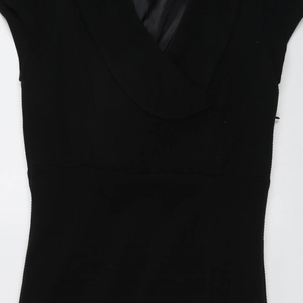 Alex&Co Womens Black Acrylic A-Line Size 12 V-Neck Zip