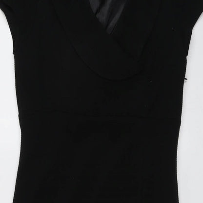 Alex&Co Womens Black Acrylic A-Line Size 12 V-Neck Zip