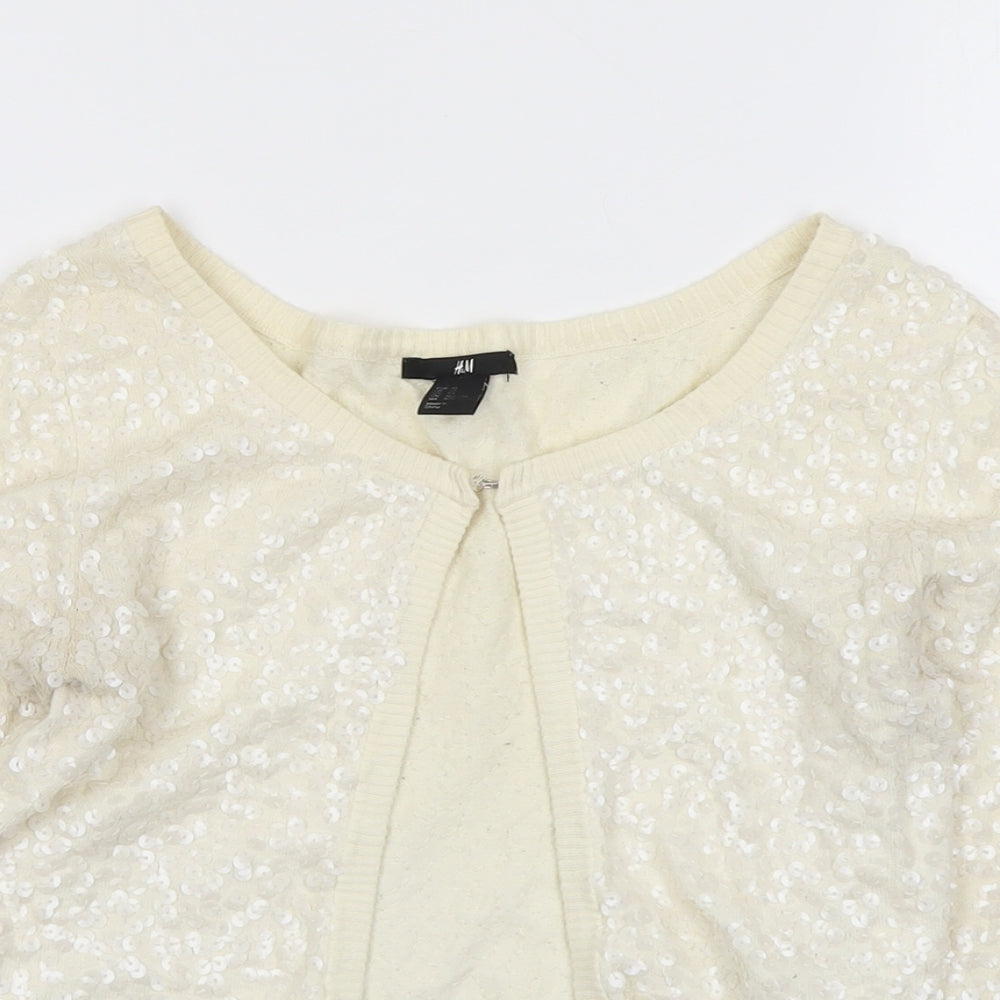 Womens UK Size XS H&M Ivory Cardigan Jumper