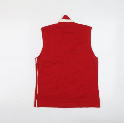 Backtee Womens Red High Neck Cotton Full Zip Jumper Size M