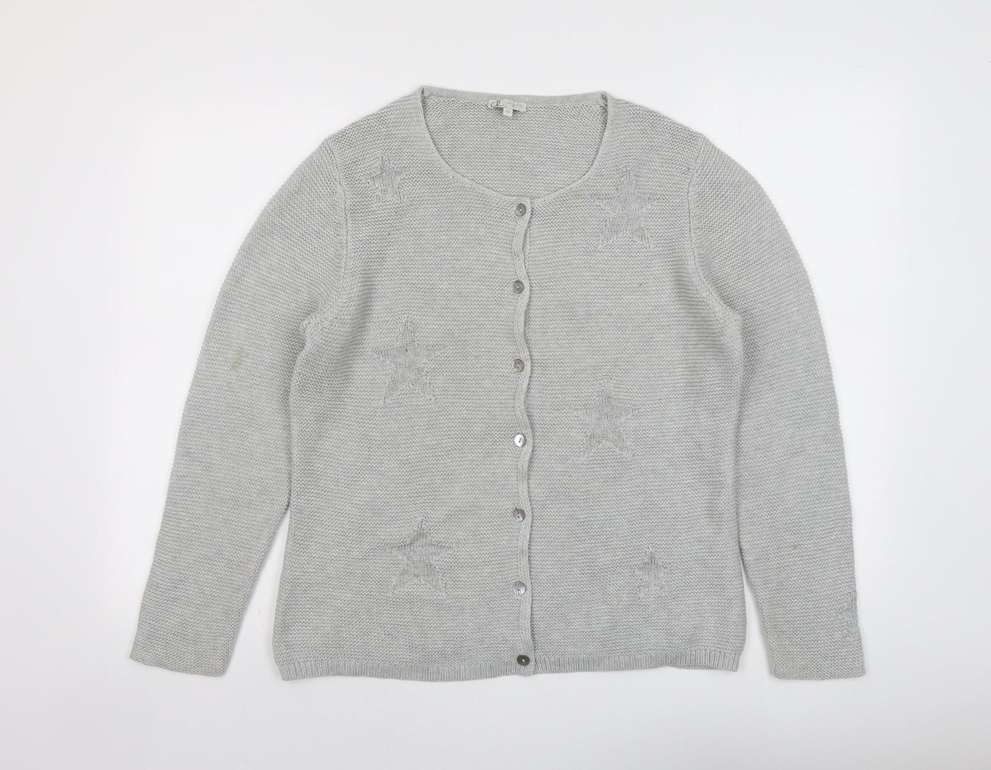 Chalsea Rose Womens Gold Round Neck Cotton Cardigan Jumper Size 14