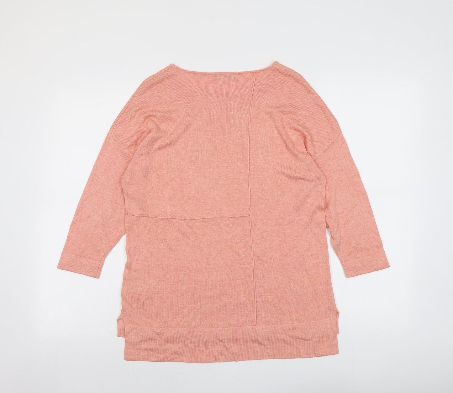 Viza Viz Womens Orange Round Neck Viscose Pullover Jumper Size S