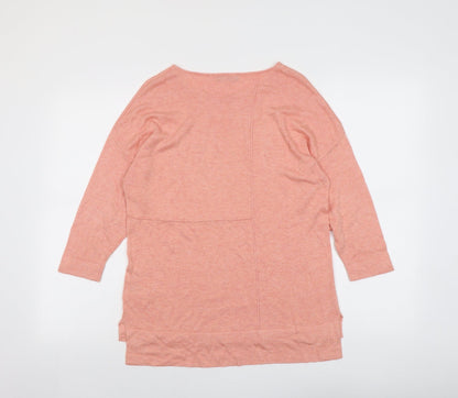 Viza Viz Womens Orange Round Neck Viscose Pullover Jumper Size S
