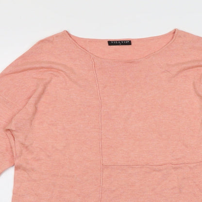 Viza Viz Womens Orange Round Neck Viscose Pullover Jumper Size S