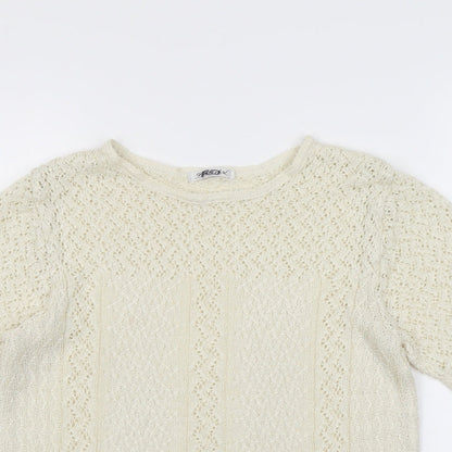 Berkertex Womens Beige Round Neck Acrylic Pullover Jumper Size 14