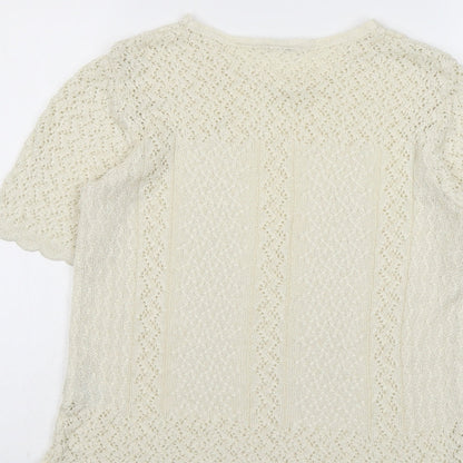 Berkertex Womens Beige Round Neck Acrylic Pullover Jumper Size 14