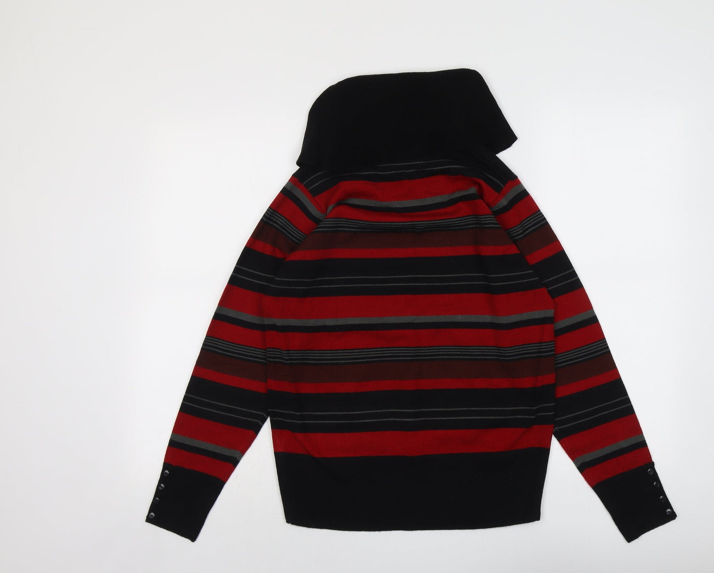 EMW Womens Red Roll Neck Striped Acrylic Pullover Jumper Size 10
