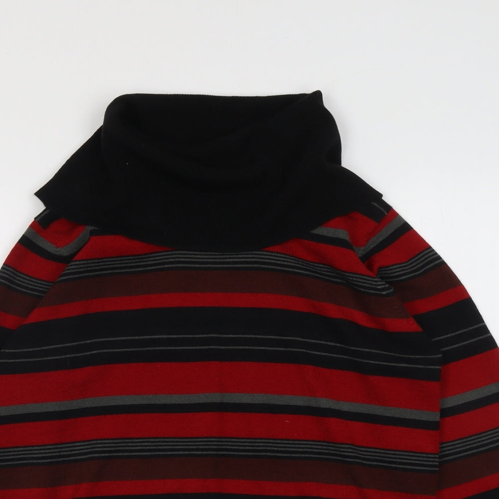 EMW Womens Red Roll Neck Striped Acrylic Pullover Jumper Size 10