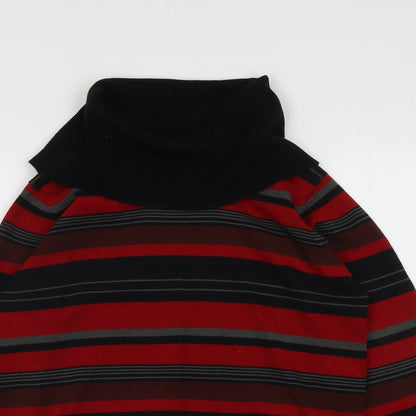 EMW Womens Red Roll Neck Striped Acrylic Pullover Jumper Size 10