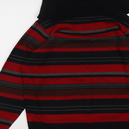 EMW Womens Red Roll Neck Striped Acrylic Pullover Jumper Size 10