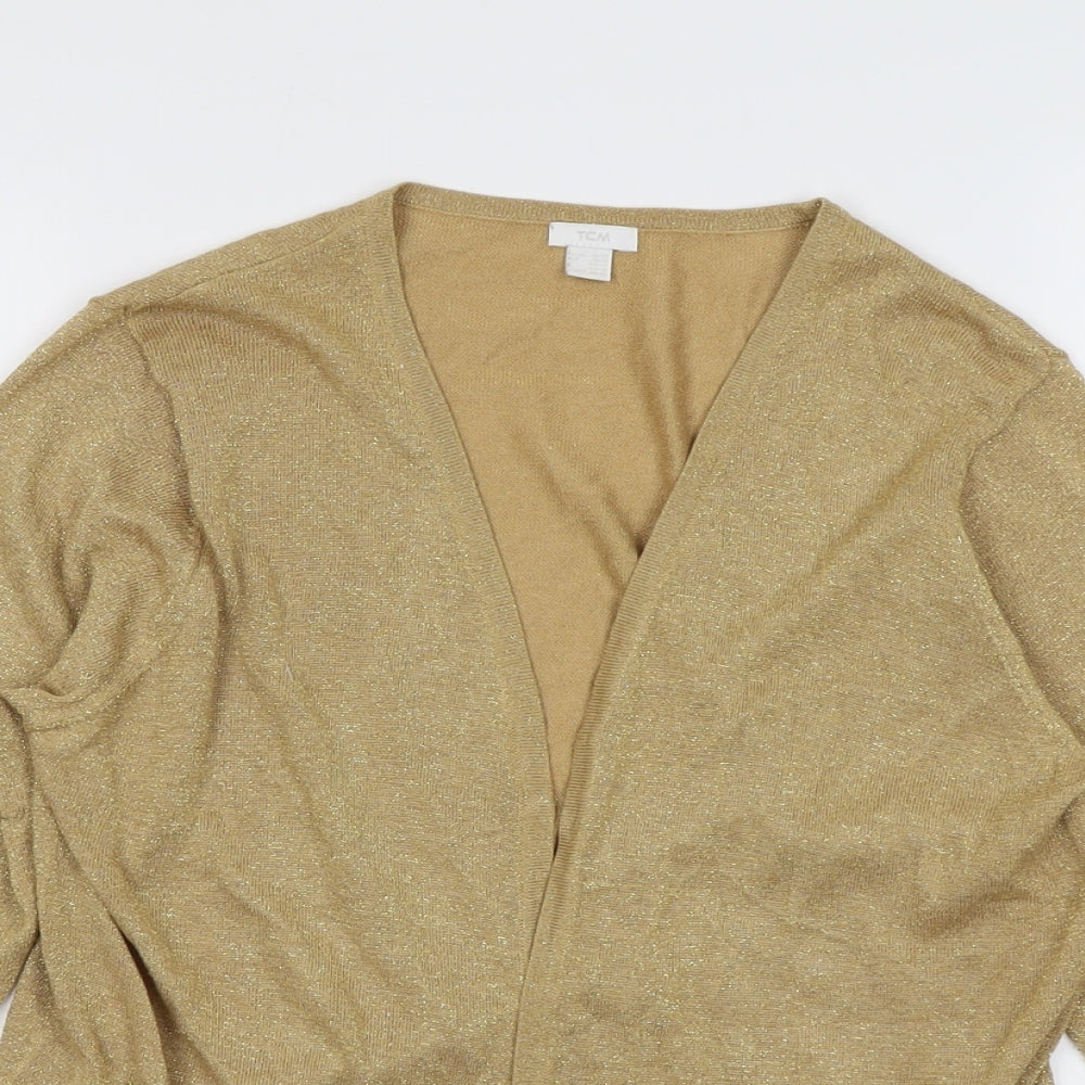 TCM Womens Gold V-Neck Viscose Cardigan Jumper Size 14