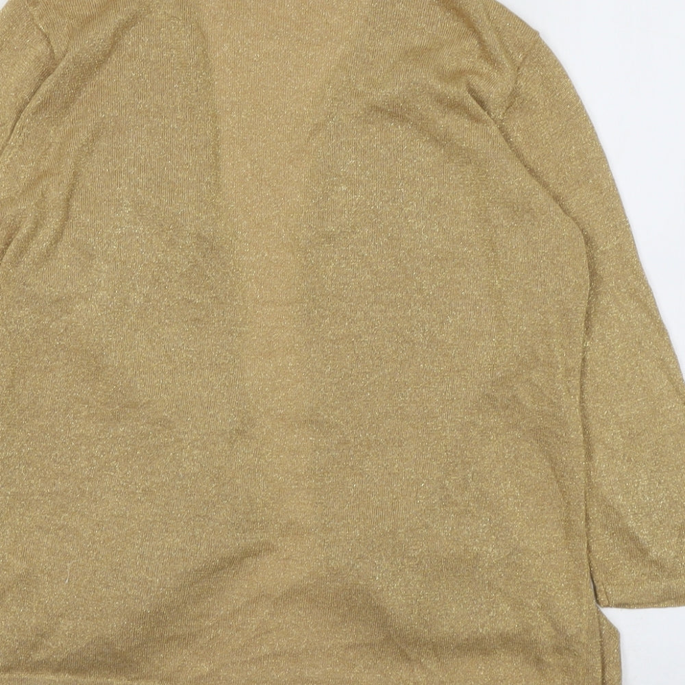 TCM Womens Gold V-Neck Viscose Cardigan Jumper Size 14