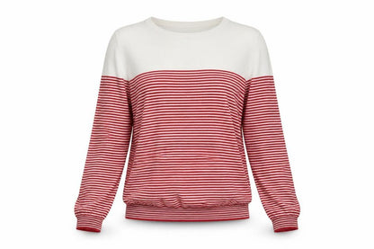 Le Grand Amour Womens Red Round Neck Striped Viscose Pullover Jumper Size L