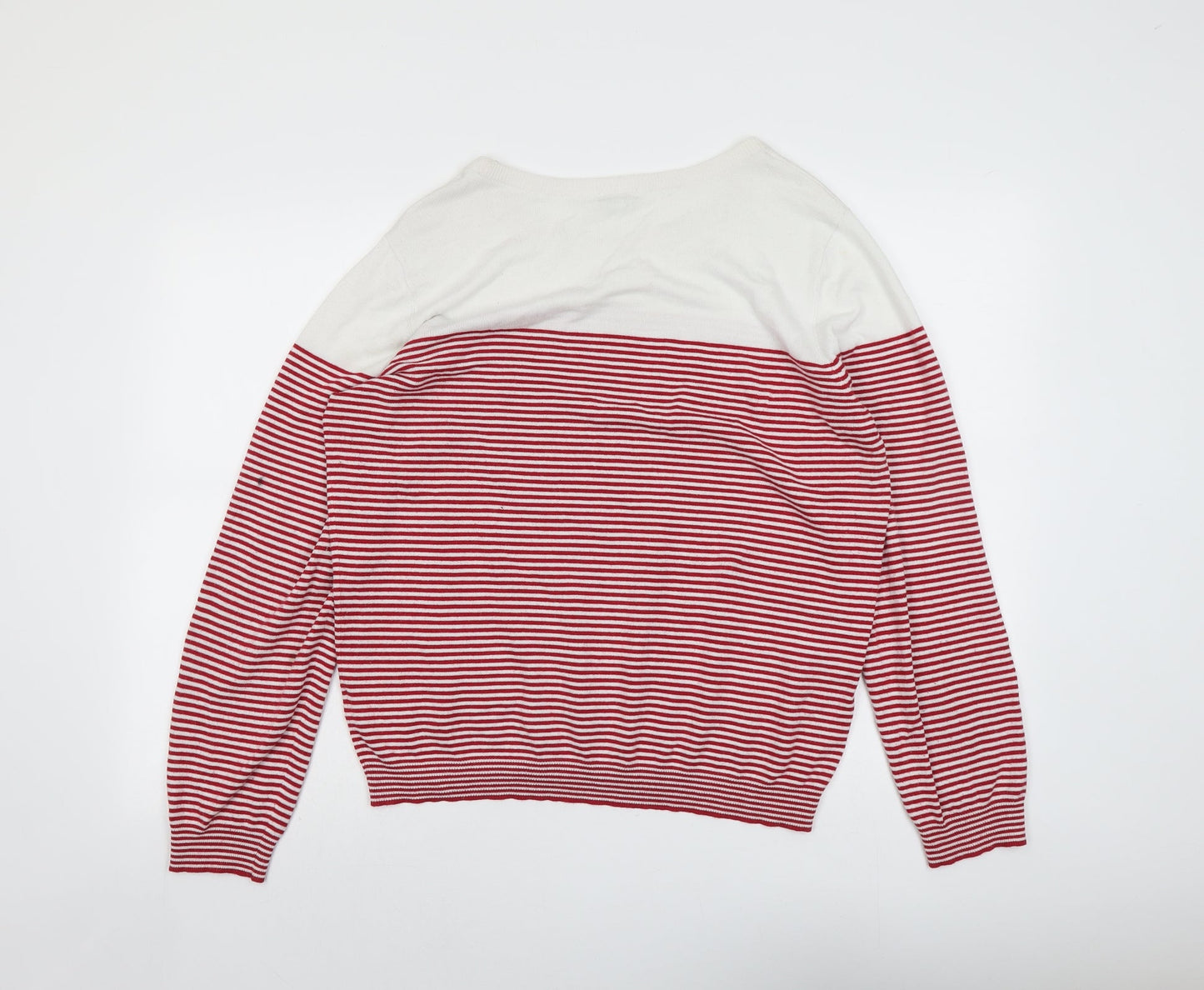 Le Grand Amour Womens Red Round Neck Striped Viscose Pullover Jumper Size L