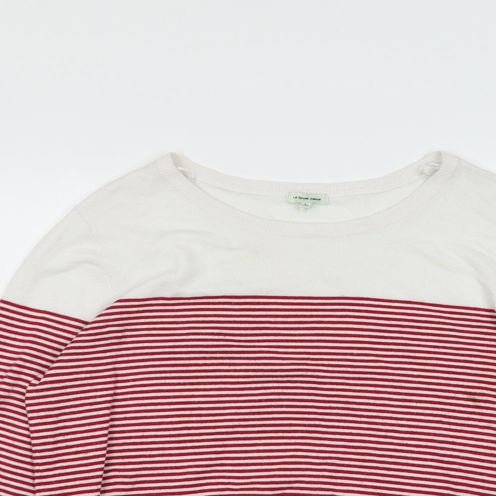 Le Grand Amour Womens Red Round Neck Striped Viscose Pullover Jumper Size L