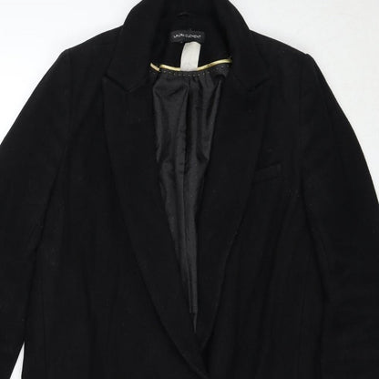 Laura Clement Womens Black Overcoat Coat Size 8 Button