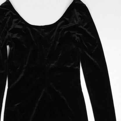 Divided by H&M Womens Black Polyester Shift Size 8 Round Neck Zip