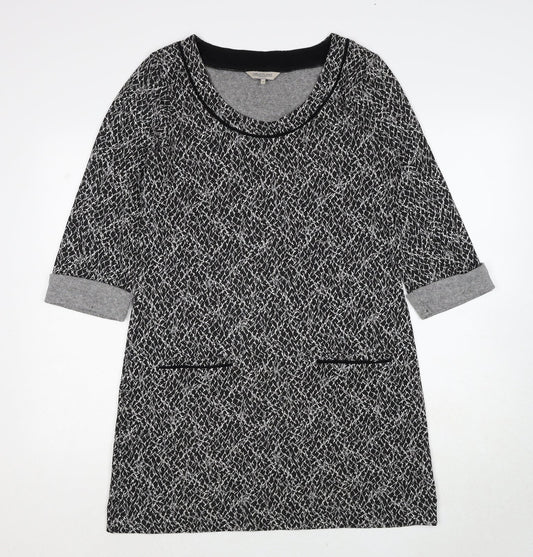 Great Plains London Womens Black Geometric Viscose A-Line Size M Round Neck Pullover