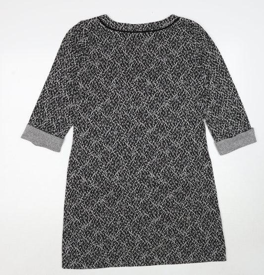 Great Plains London Womens Black Geometric Viscose A-Line Size M Round Neck Pullover