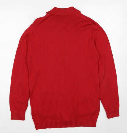 Penny Plain Womens Red Collared Cotton Full Zip Jumper Size S