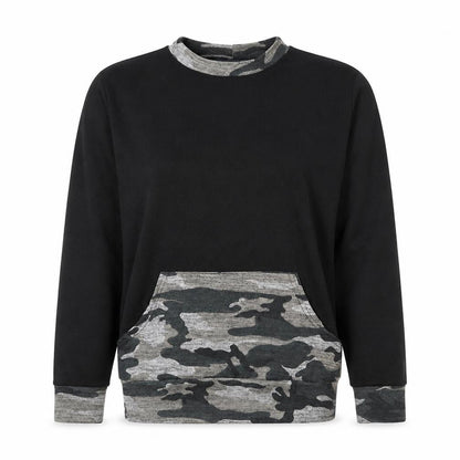 Signature Womens Black Camouflage Polyester Pullover Sweatshirt Size M Pullover
