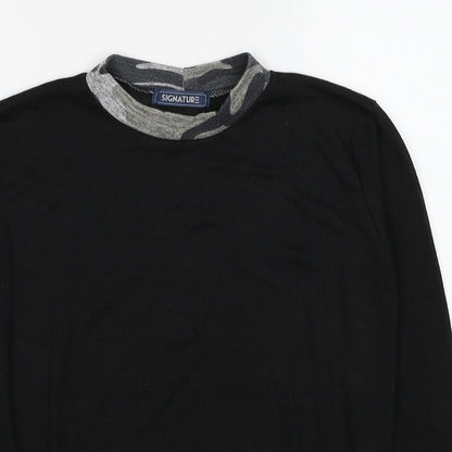 Signature Womens Black Camouflage Polyester Pullover Sweatshirt Size M Pullover