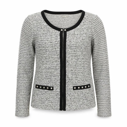 Blanco Tricot Womens Grey Geometric Jacket Size S Hook & Eye