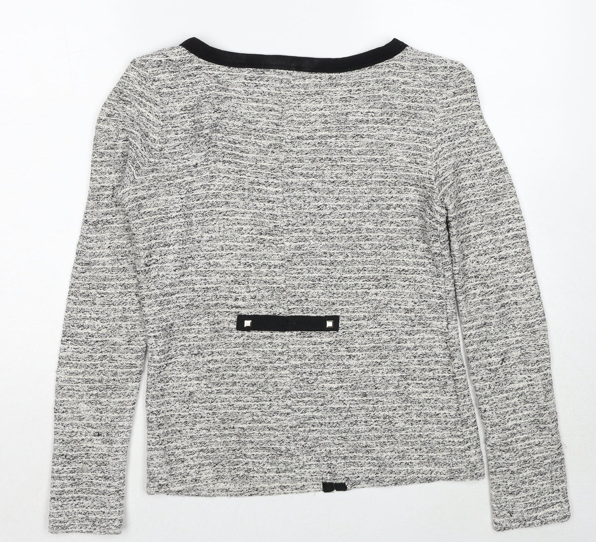 Blanco Tricot Womens Grey Geometric Jacket Size S Hook & Eye