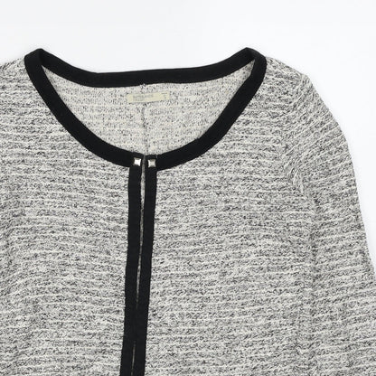 Blanco Tricot Womens Grey Geometric Jacket Size S Hook & Eye
