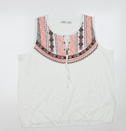 Additional front view of BPC Collection women’s white cotton basic tank, size XL, round neck