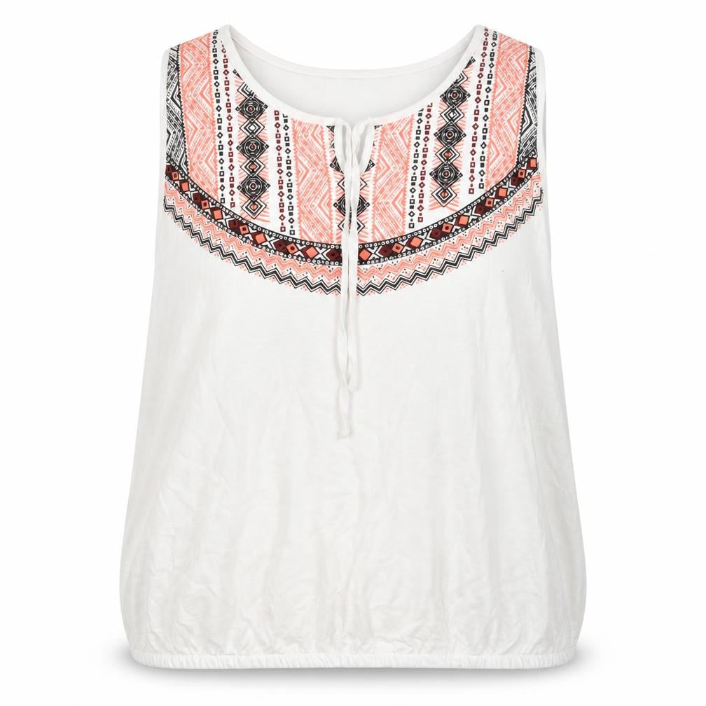 Front view of BPC Collection women’s white cotton basic tank, size XL, round neck