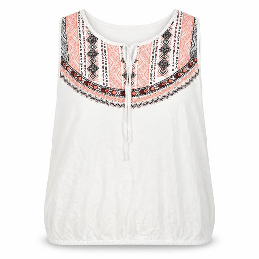 Front view of BPC Collection women’s white cotton basic tank, size XL, round neck