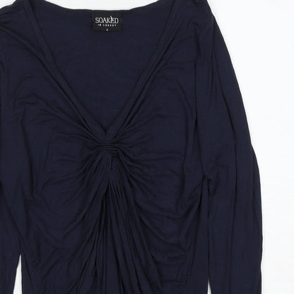 Womens UK Size S Soaked in Luxury Blue Basic Blouse