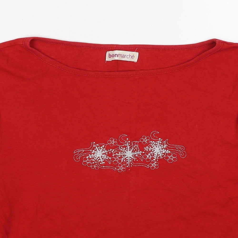 Womens UK Size M Bonmarché Red Basic Blouse
