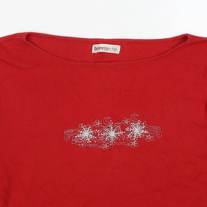 Womens UK Size M Bonmarché Red Basic Blouse