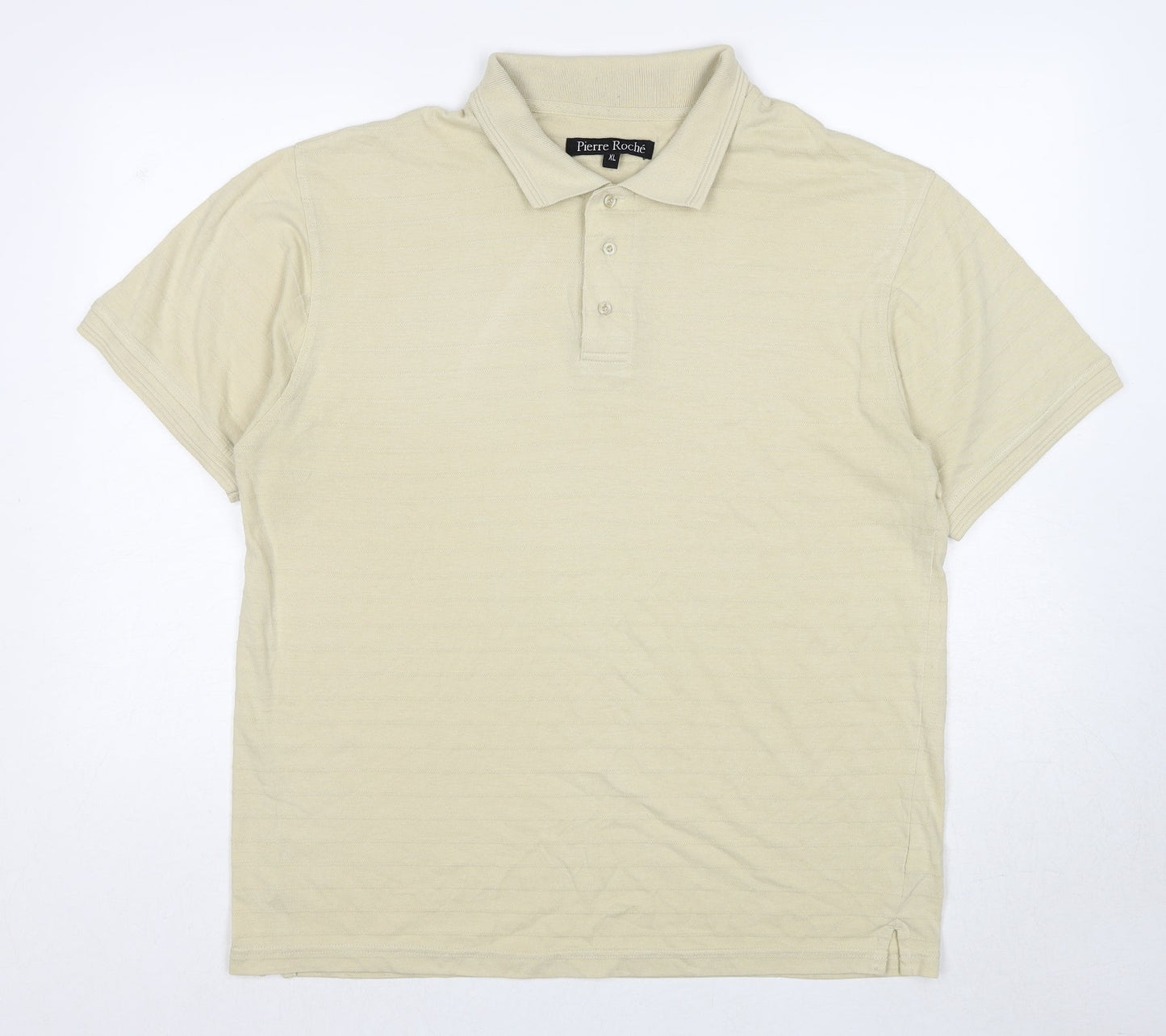 Pierre Roché Mens Beige Cotton Polo Size XL Collared Pullover