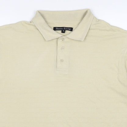 Pierre Roché Mens Beige Cotton Polo Size XL Collared Pullover