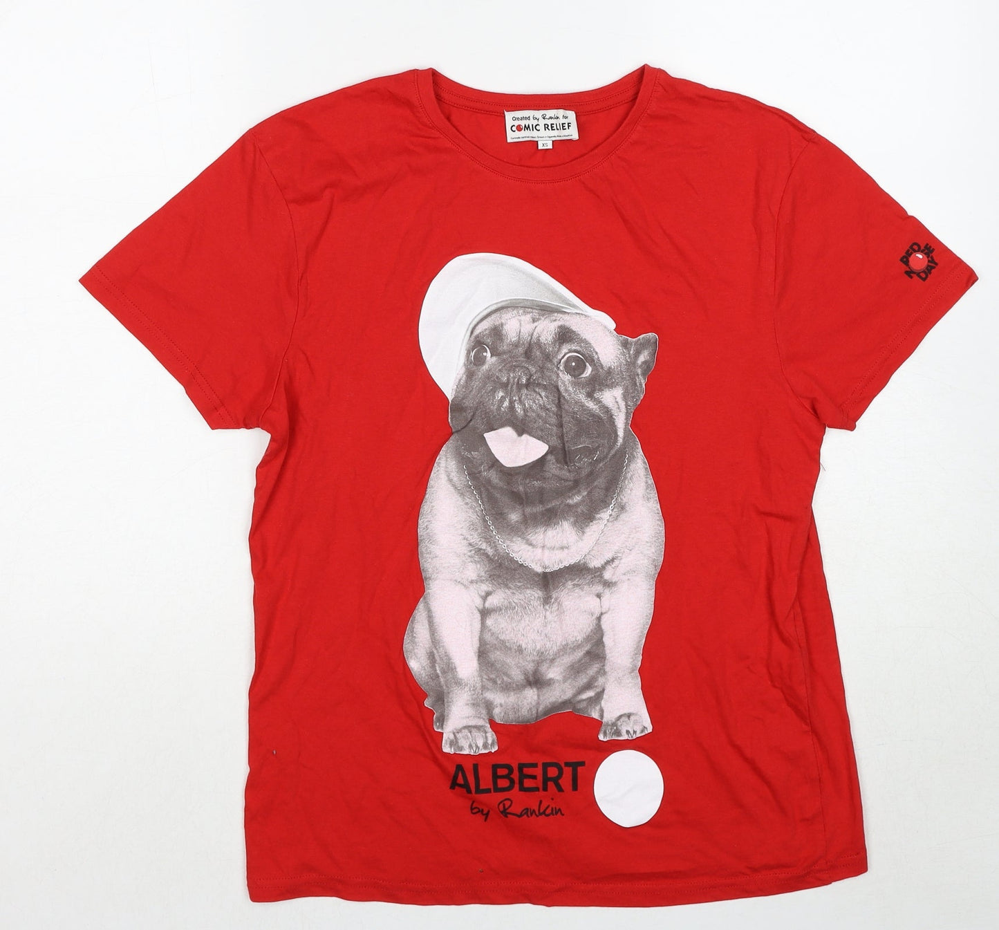 Rankin Mens Red Cotton T-Shirt Size XS Crew Neck - Comic Relief