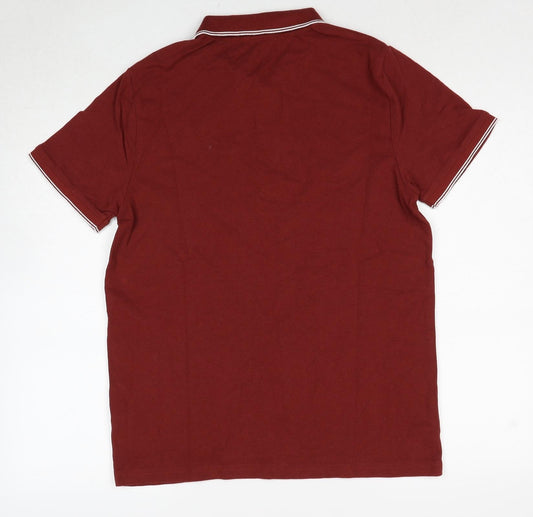 Debenhams Mens Red Cotton Polo Size M Collared Pullover