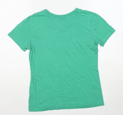 Lorna Jane Womens Green Cotton Basic T-Shirt Size XS Crew Neck - Slogan