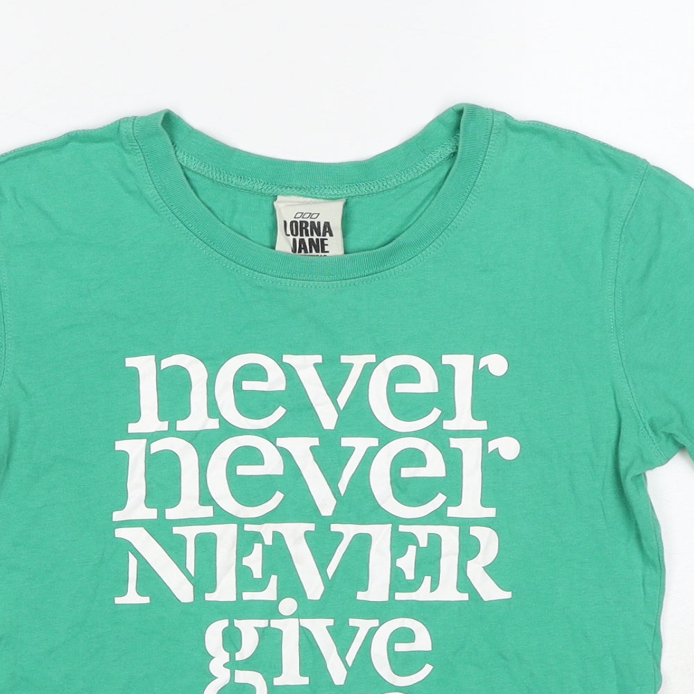 Lorna Jane Womens Green Cotton Basic T-Shirt Size XS Crew Neck - Slogan